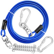 Dog Tie Out Cable 10FT   Runner Tether with Hook  Spring for Yard Camping