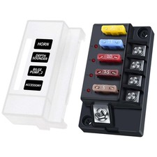 12V Fuse Block, 4 Circuits Waterproof Marine Fuse Panel Relay Box Kit with LE...