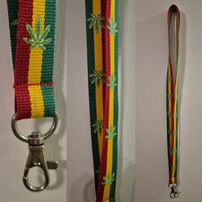 "Schl&uuml;sselband-Hanfblatt-Motiv | gr&uuml;n-gelb-rot | Unisex Erwachsene | Neuwertig!"