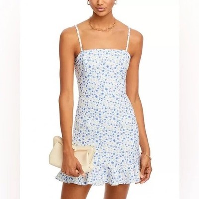 French Connection 12 Blue White Floral Mini Dress Spaghetti Strap  Cottagecore | eBay