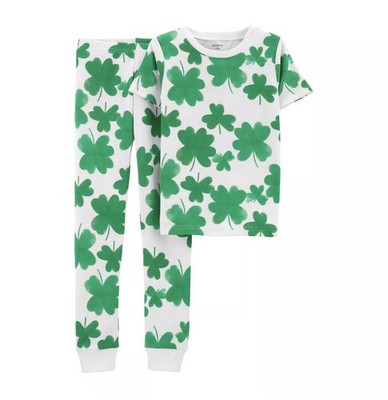 Carter s Girl Size 10 St. Patrick s Day Shamrocks Clover 2 Piece Pajama Set