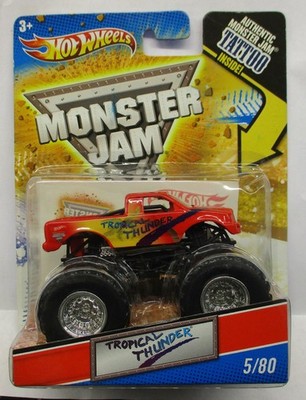 2010 HOT WHEELS MONSTER JAM TRUCK TROPICAL THUNDER & TATTOO  