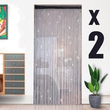 Fadengardine Fliegenvorhang Schwarz 2 Stück 100 x 200cm Polyester Hochzeit