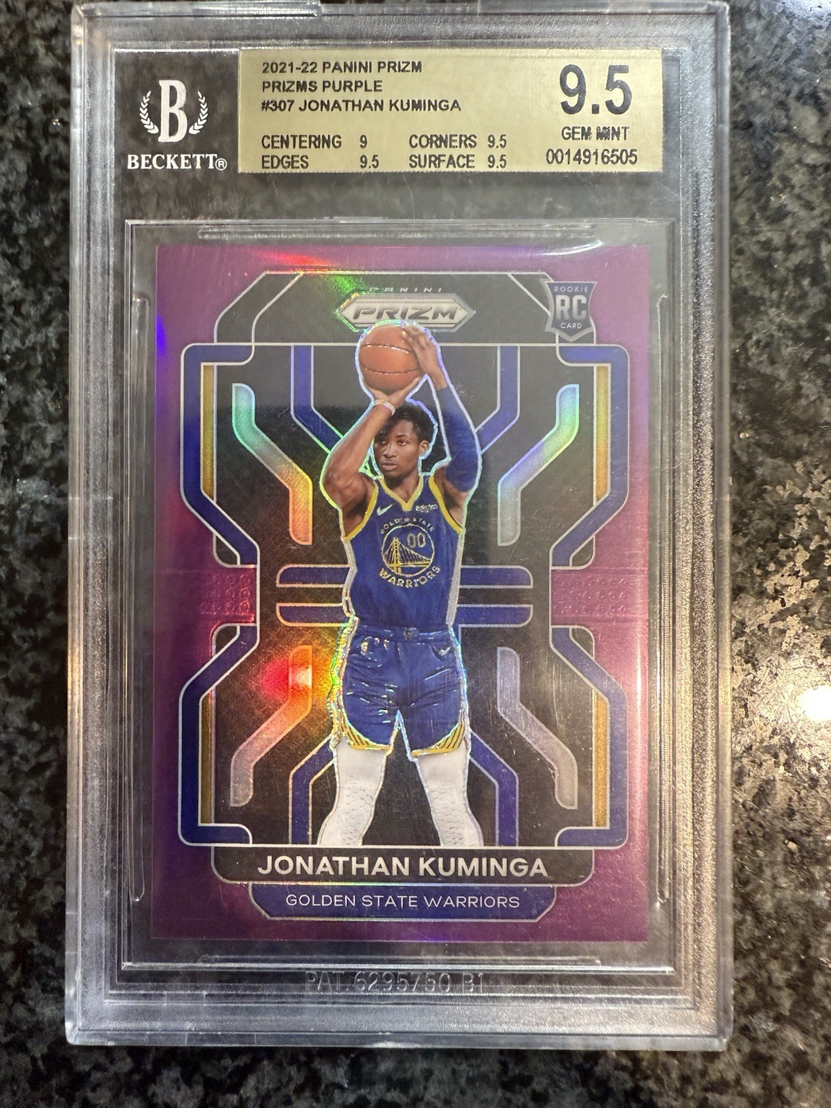 2021-22 Panini Prizm Jonathan Kuminga True Purple #/99 BGS 9.5 Rookie RC #307