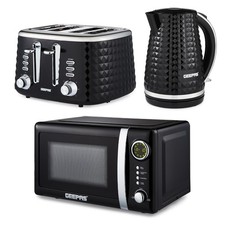 GEEPAS Argyle Collection Digital 20L Microwave 1.7L Kettle & 4 Slice Toaster Set