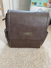 Petunia Pickle Bottom Boxy Backpack Diaper Bag Brown Faux Leather w/ Pad