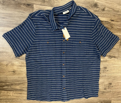 ROWM Crafted The Weekender Mens Pinstriped Polo, Blue/White Size S