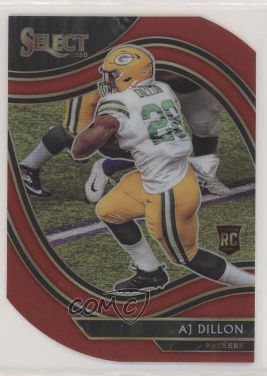 2020 Panini Select Field Level Red Prizm Die-Cut AJ Dillon #365 Rookie RC 06oc