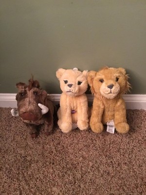 Vintage Disney Store Lion King Simba Nayla Pumba Lot of 3 Talking Plush Works