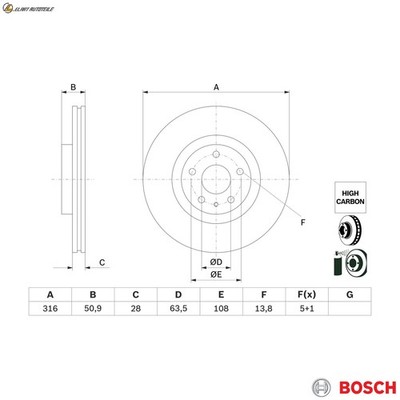 2x BREMSSCHEIBE 0 986 479 D46 FÜR FORD MONDEO/V/Turnier T8CB/T8CC/T8CA 2.0L 3cyl