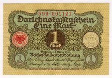 1920 Germany 1 Mark UNC 001121 Reichbanknote Paper Money Banknotes Currency