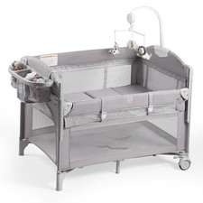 Baby Bassinets Bedside Sleeper, 4 in 1 Portable Bedside Crib w/Mattress, Diap...