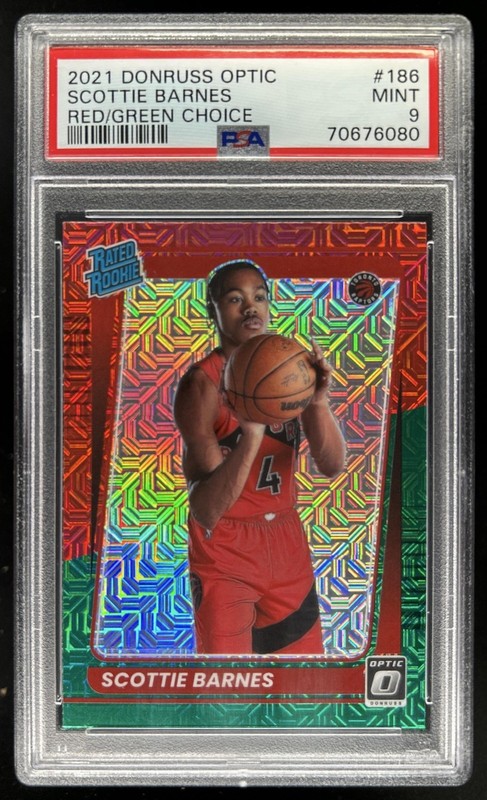 2021-22 Donruss Optic Scottie Barnes Choice Red & Green Prizm RC #186 PSA 9