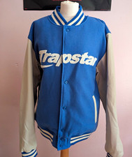 Trapstar London Varsity Jacket XXL Blue Cream Genuine Leather Sleeves Rare