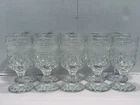 10 Vintage Anchor Hocking Wexford Diamond Cut Wine Glasses Sherry Goblets 6 OZ