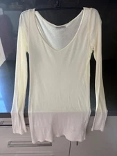 Michael Stars Ivory Cream Colored Long Sleeve Layering Tee Sz. 6 Medium Made USA