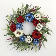 24 Inch Patriotic Wreaths for Front Door, 4Th of July Wreaths for Front Door, Pe