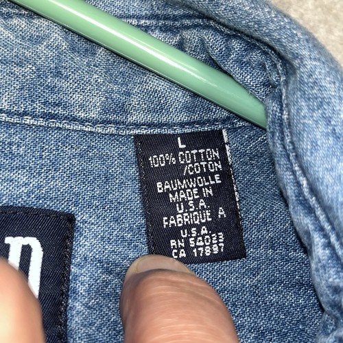 Vintage GAP Jeanshemd Herren Large Blau Button Down Made USA Tasche 90s Workwear - Bild 2 von 15
