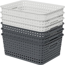 6-Pack Woven Plastic Storage Baskets, Weave Bins Organizer