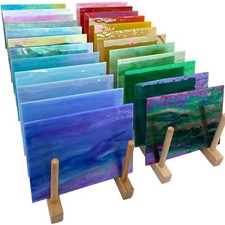 Vibrant 24-Piece Iridescent Stained Glass Sheets - Ideal for Mosaic Art Projects