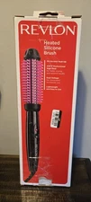 REVLON Silicone Bristle Heated Hair Styling Brush Black, 1 inch