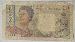 Tahiti (Papeete) Banque De L'Indochine, 20 Francs, ND (1951-63), VF+, P-21
