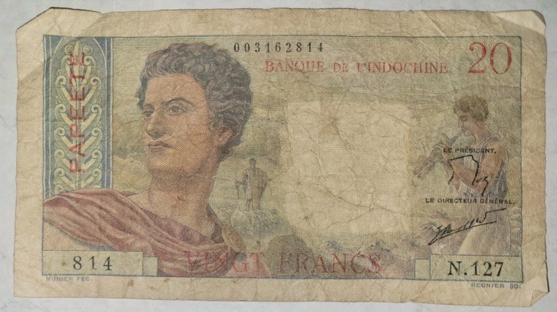 Tahiti (Papeete) Banque De L'Indochine, 20 Francs, ND (1951-63), VF+, P-21