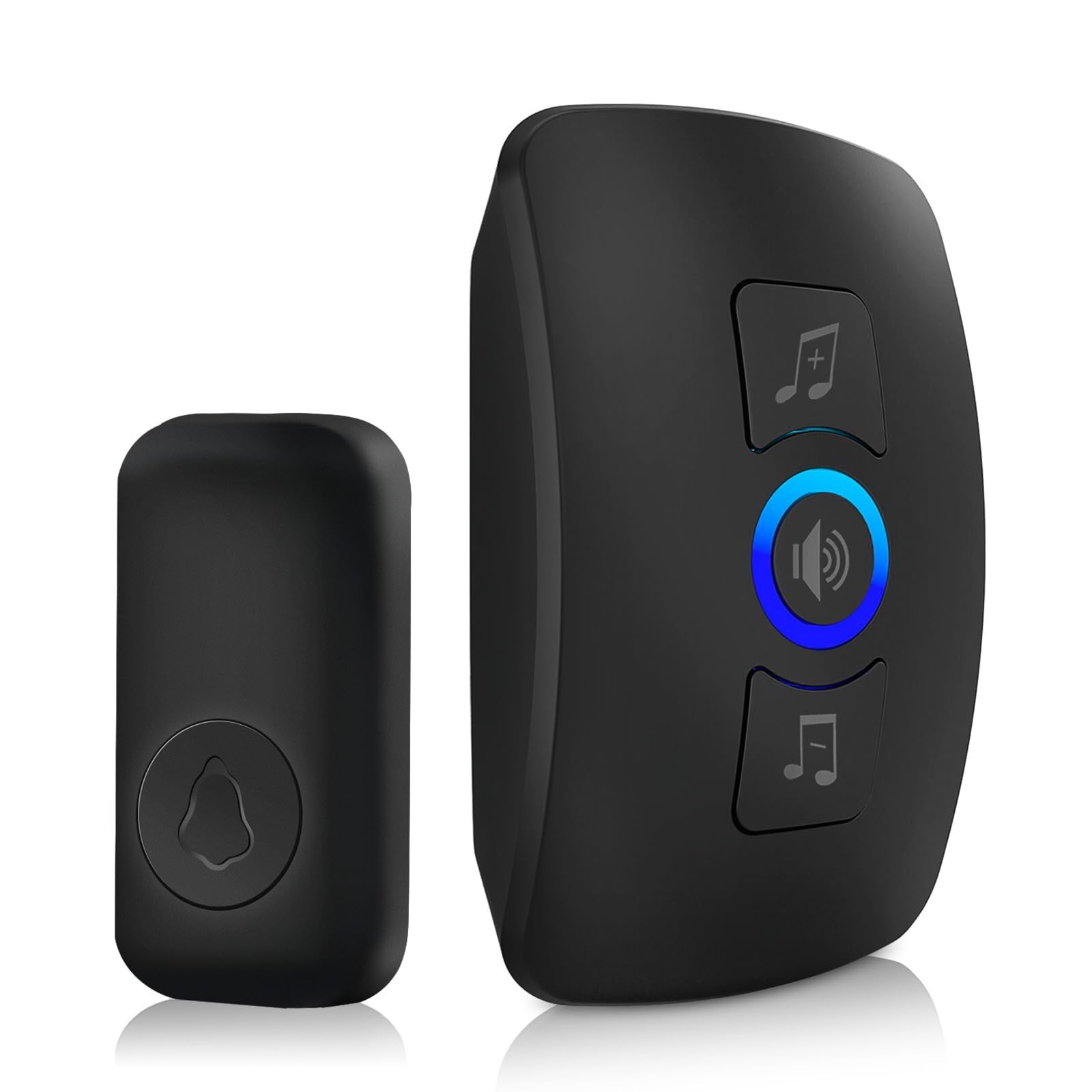 Wireless Doorbell Chime with 60 Melodies, 5 Volume Levels, LED Light, IP55 Waterproof