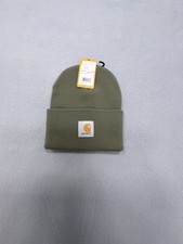 Carhartt Knit Beanie Hat Olive Green Cuffed Logo Patch One Size New