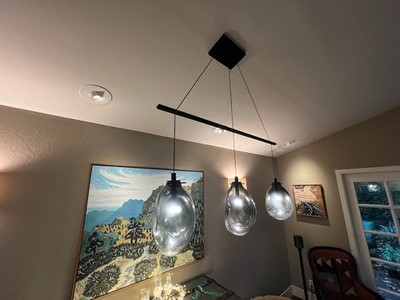 Sonneman Liquid 3 Light 36-1/2'' Wide Full Sized Pendant, Black/Satin Smoke Fade