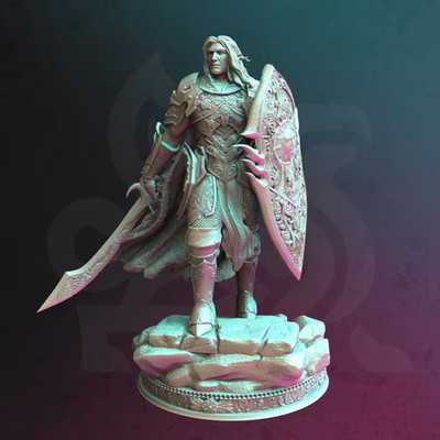 Elf Paladin/Fighter Unpainted Miniature | D&D DnD Mini