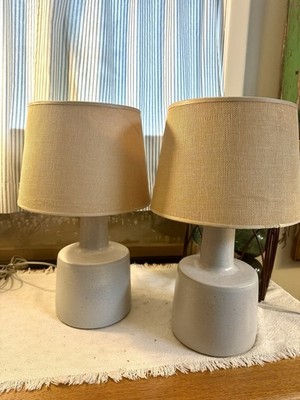 Rare Mcm Pair Marshall Studios Martz Pottery Table Lamps W Original Shades