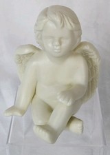 Sitting Angel Cherub Garden Statue Home Decor Small Figurine 4" Cream Prayer