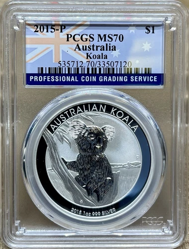 Australia 2015 P $1 Koala PCGS MS 70 Flag Label 