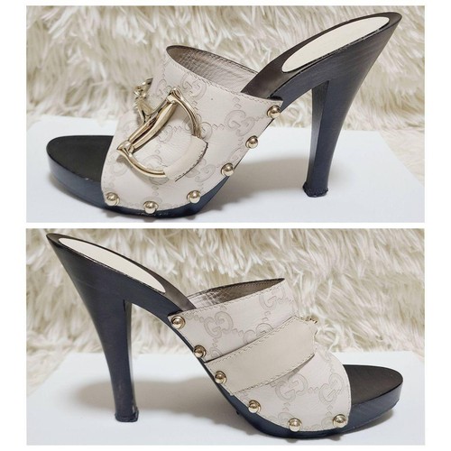 GUCCI Sandals Shoes Horse bit EU 36.5 US 6.5 Leather Wood Ivory Authentic - Picture 17 of 24