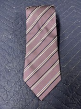 Geoffrey Beene Long Neck Tie Purple Blue White 100 Silk