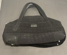 Vera Bradley Microfiber Purse Top Handle Satchel Quilted Espresso Brown Circles