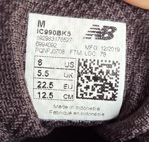 New Balance 990v5 Toddler Sneakers (Size 6 M) – Black/Gray IC990BK5 With Box - Afbeelding 2 van 8