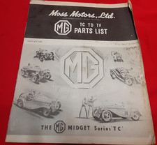 MOSS MOTORS LTD MG MGA PARTS LIST NINTH  EDITION   1966    5w6