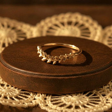Leaf Shape Eternity Wedding Engagement Band Ring 14k Yellow Gold Finish Size J-T