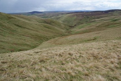 Foto A2 Das Tal von Rowhope Burn Windy Rig Blick von oben nach unten c2013