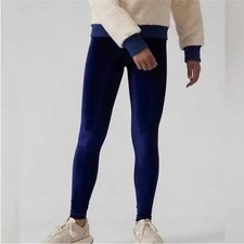Athleta Girl High Rise Chit Chat Velvet Leggings Tight- Girls Size XL/14 Blue