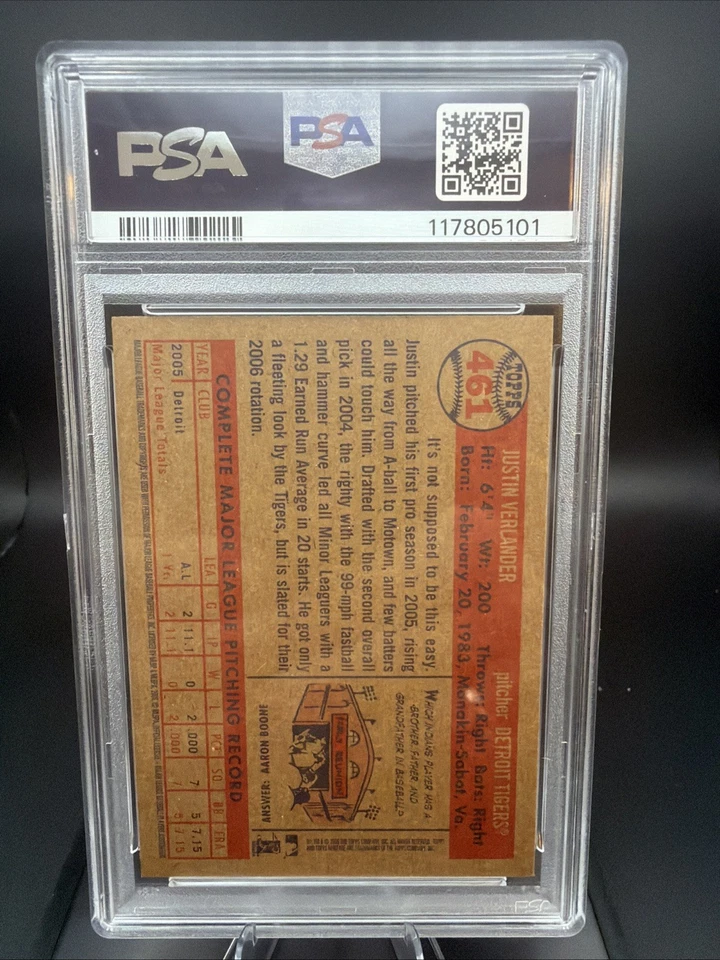 2006 Topps Heritage - Justin Verlander #461 PSA 9 Tigers HOF? - Image 2 of 2