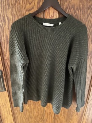 VINCE Side Split Ribbed Sweater Sz S Wool Green Good Condition 