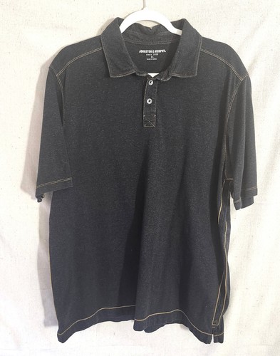 Johnston & Murphy, Johnston & Murphy Polo Shirt Mens XL Dark Gray Heathered Vintage Slub Modal