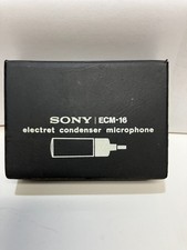 Vintage Sony ECM-16 Electret Condenser Microphone set w/ holder clip for lapel