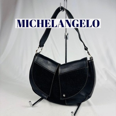 MICHELANGELO One Hand Shoulder Bag Leather Suede Black Y2K From 