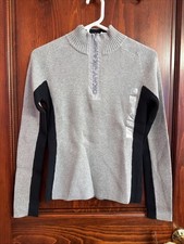 NWT Vintage Y2K DKNY Jeans Gray Black Knit Mock Neck Knit Sweater Women  s M
