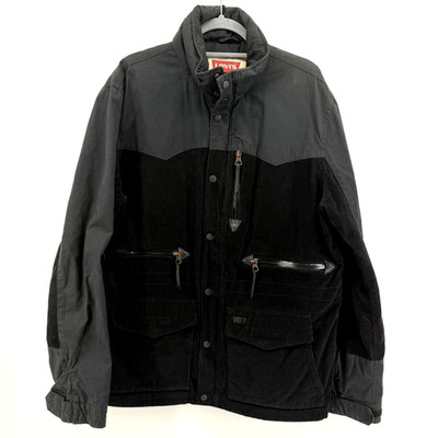 Levi s Jacket Mens XL Black Corduroy Parka Utility Zip Pockets Lined Workwear