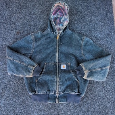 Vtg Carhartt Denim Active Jacket Medium Southwest Blanket Lined